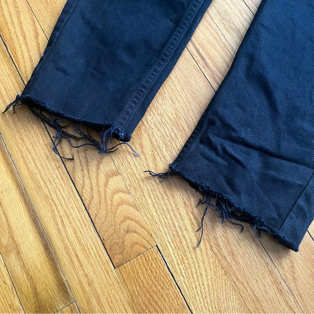 RE/DONE Black High Waisted Ankle Crop Raw Hem Button Fly Jeans Size 27 - Picture 6 of 10